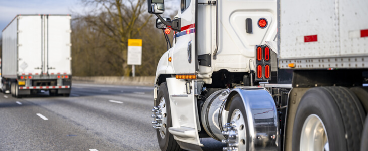 closeup picture of an 18-wheeler truck